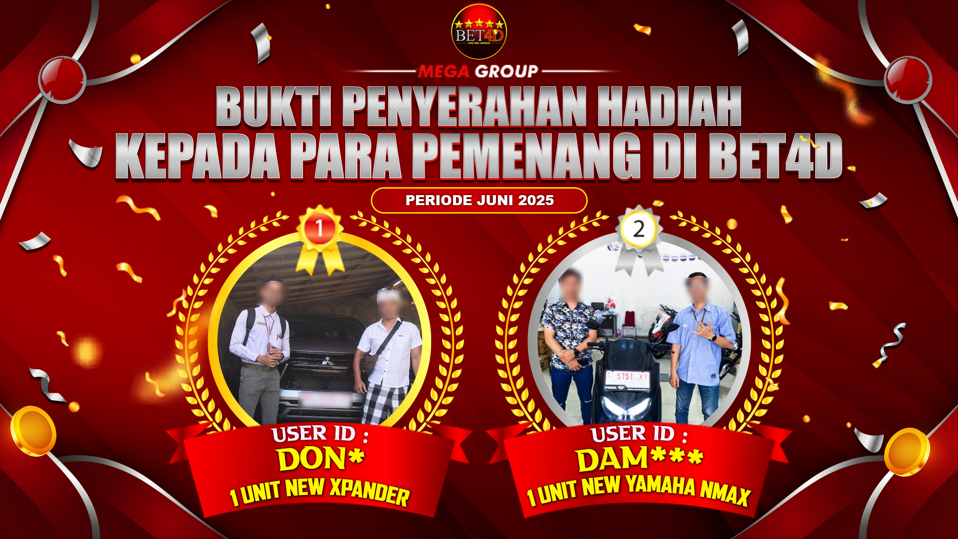 Selamat Kepada Member Setia BET4D Sudah Memenangkan Satu Unit Mobil New Xpander