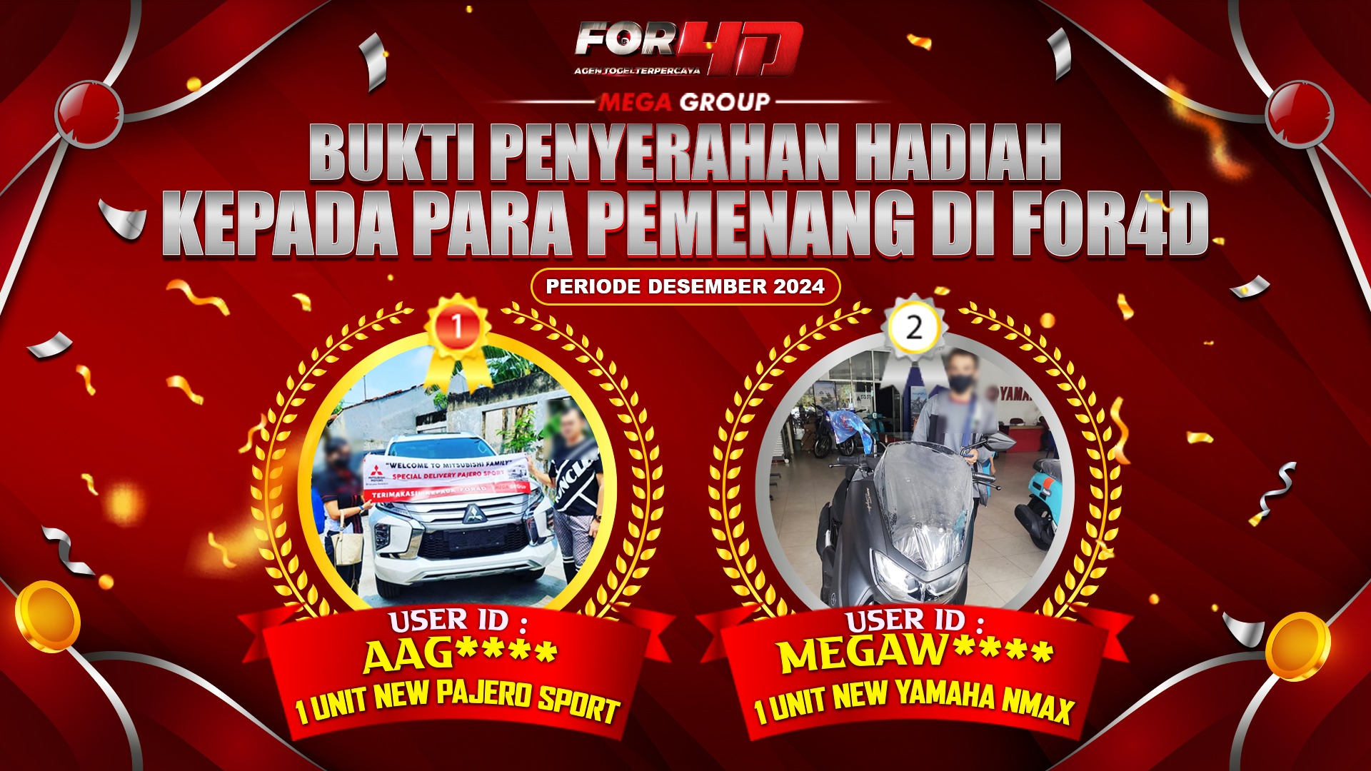 Selamat Kepada Member Setia FOR4D Sudah Memenangkan Satu Unit Mobil Pajero Sport