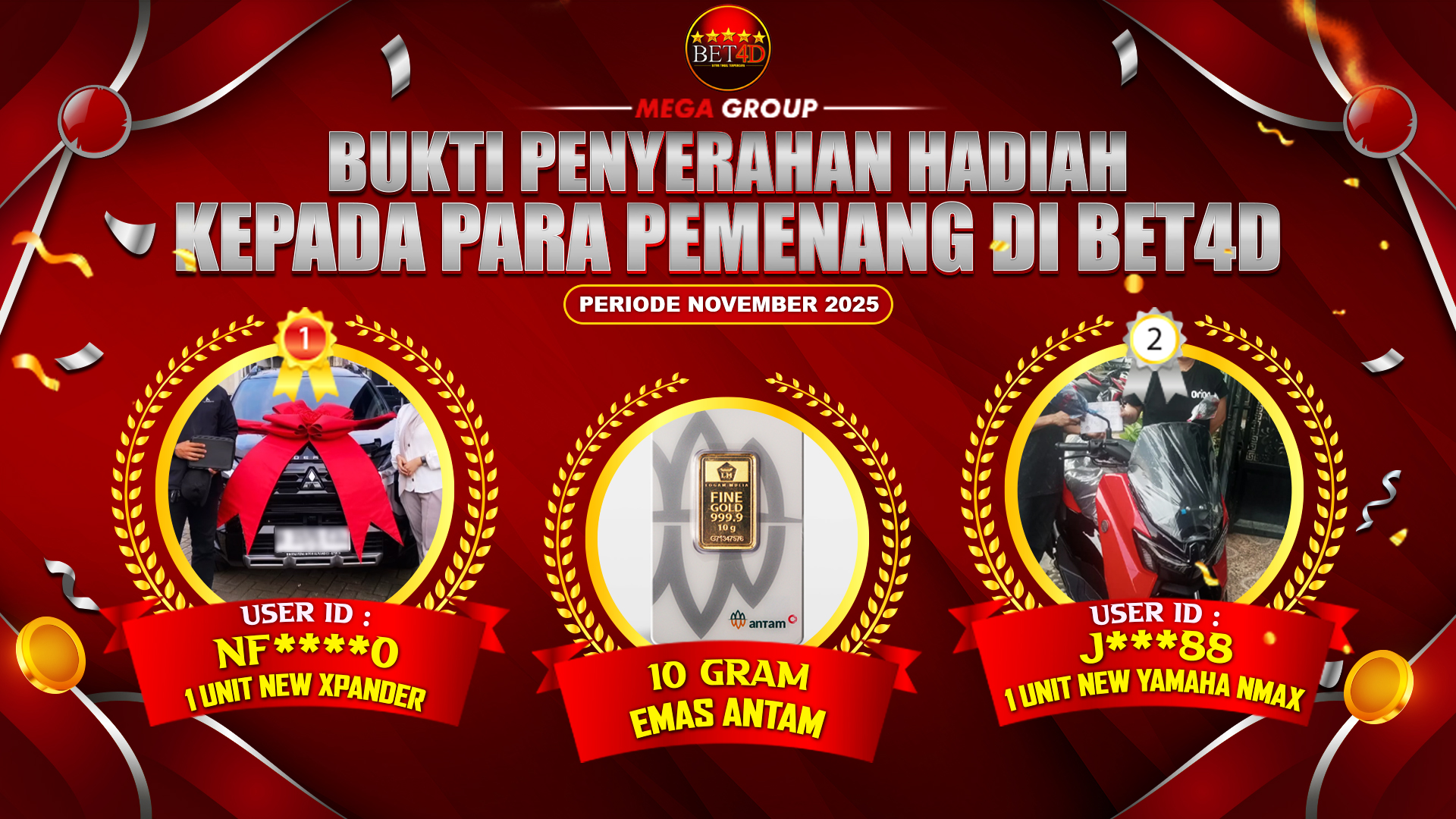 Selamat Kepada Member Setia BET4D Sudah Memenangkan Satu Unit Mobil New Xpander